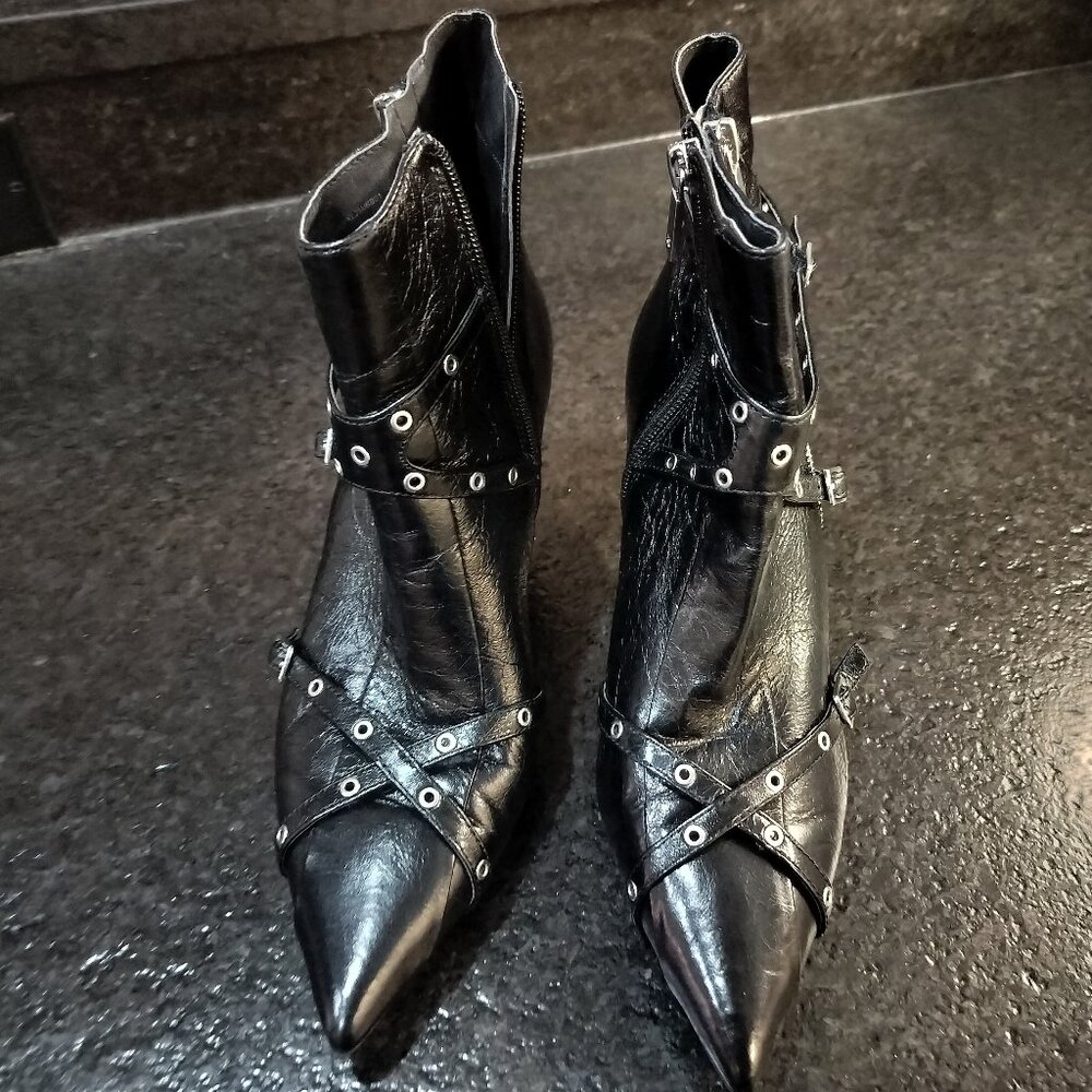 Women's Kenneth Cole New York Umi Biker Booties Leather Black US 8M